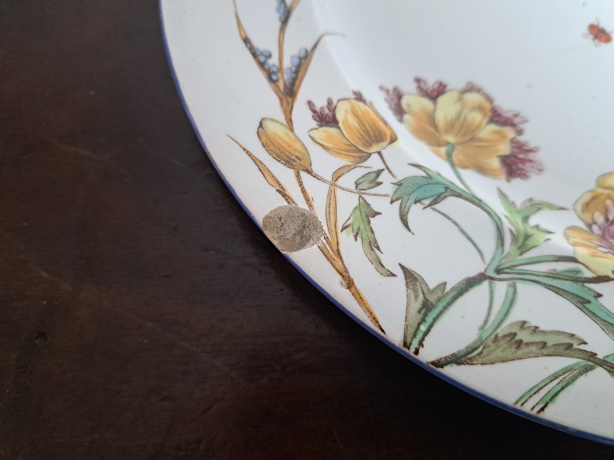 Jules Vieillard , Assiette de table , Modèle Nella , Faïence ,  XIX°. -photo-2