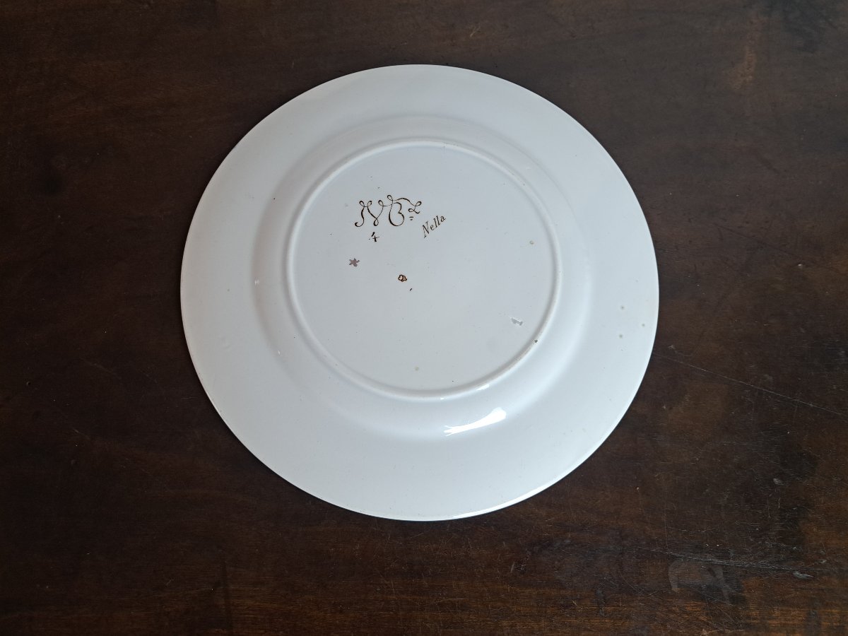 Jules Vieillard , Assiette de table , Modèle Nella , Faïence ,  XIX°. -photo-4