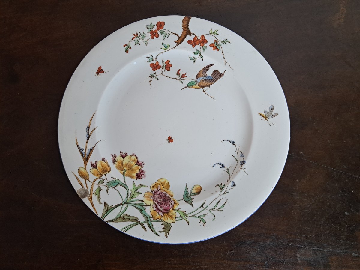 Jules Vieillard , Assiette de table , Modèle Nella , Faïence ,  XIX°. 