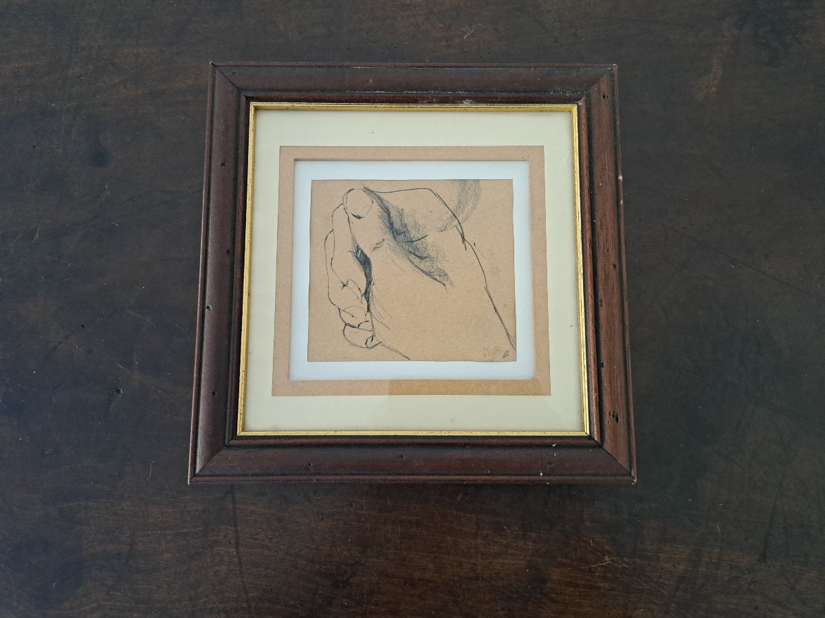 Jacques Troupel , Etude de main , Dessin , XX°. -photo-2