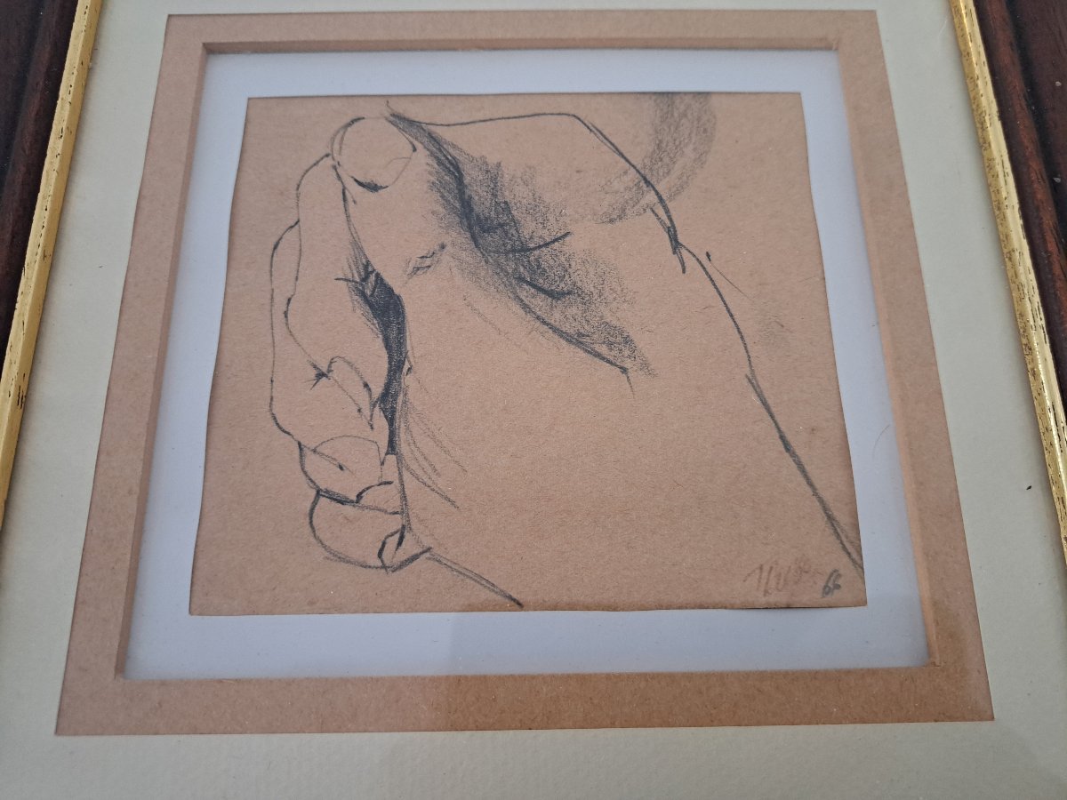 Jacques Troupel , Etude de main , Dessin , XX°. -photo-3