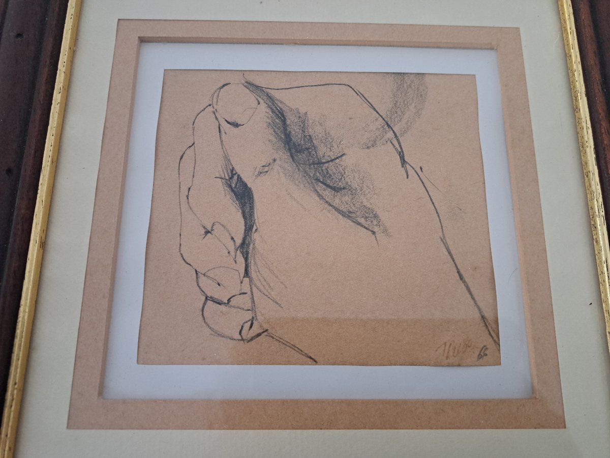 Jacques Troupel , Etude de main , Dessin , XX°. -photo-1