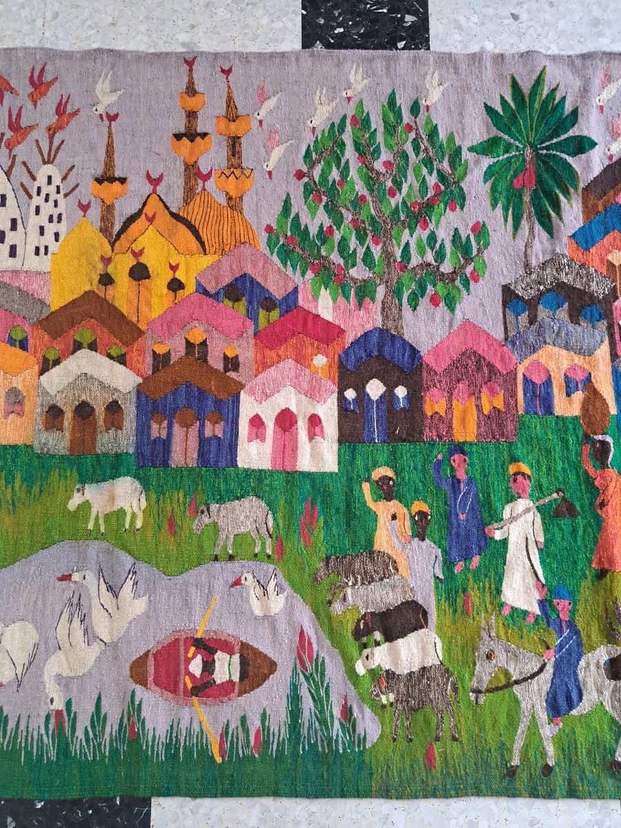 Ramsès Wissa Wassef Workshop, Large Tapestry, Wool, Egypt, 20th Century. -photo-3