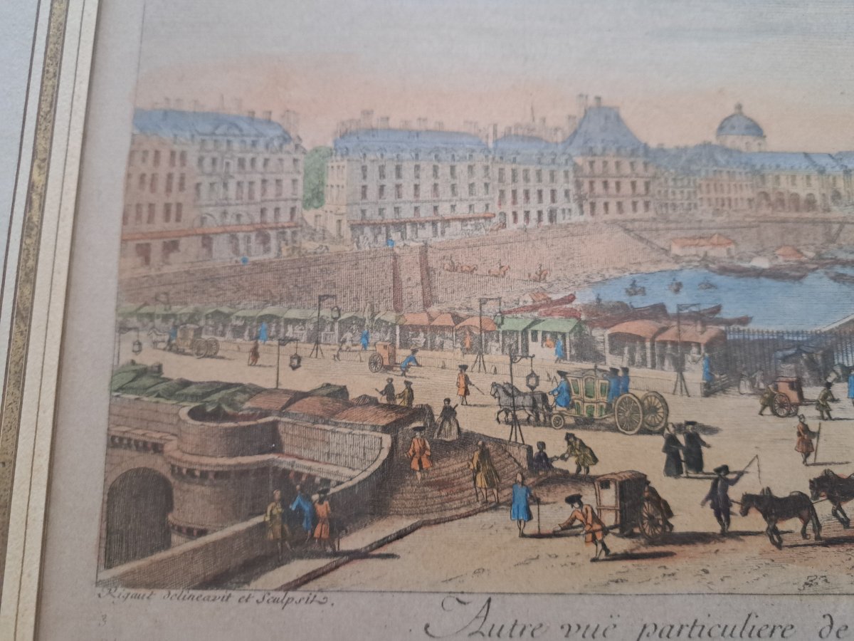 Jacques Rigaud , Autre Vue particulière de Paris prise du milieu du Pont Neuf , Gravure , XVIII-photo-3