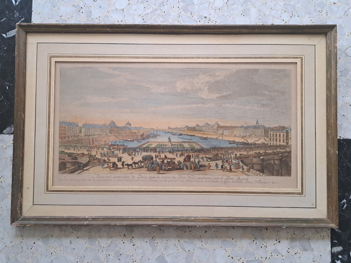 Jacques Rigaud , Autre Vue particulière de Paris prise du milieu du Pont Neuf , Gravure , XVIII