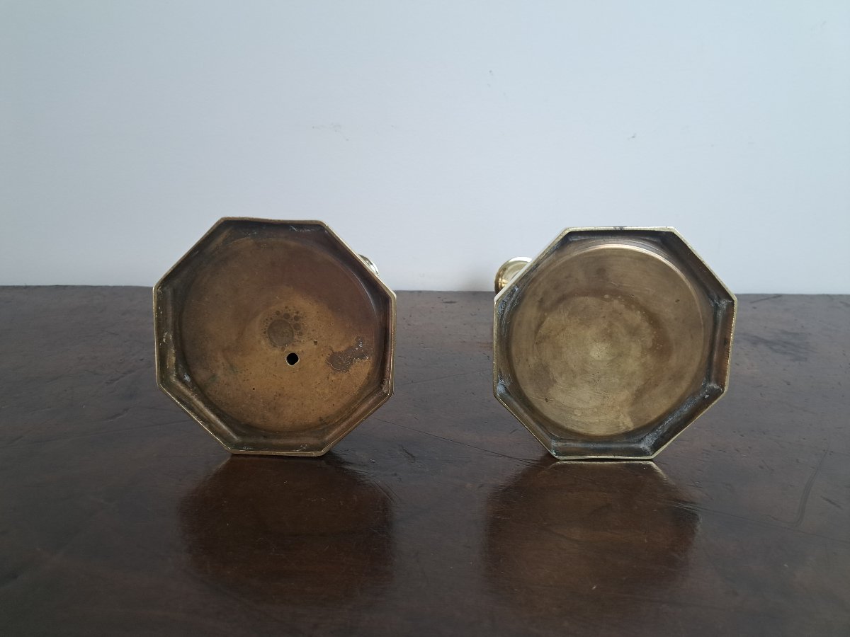 Pair Of Candlesticks, Bronze, Empire Style, 19th Century. -photo-3