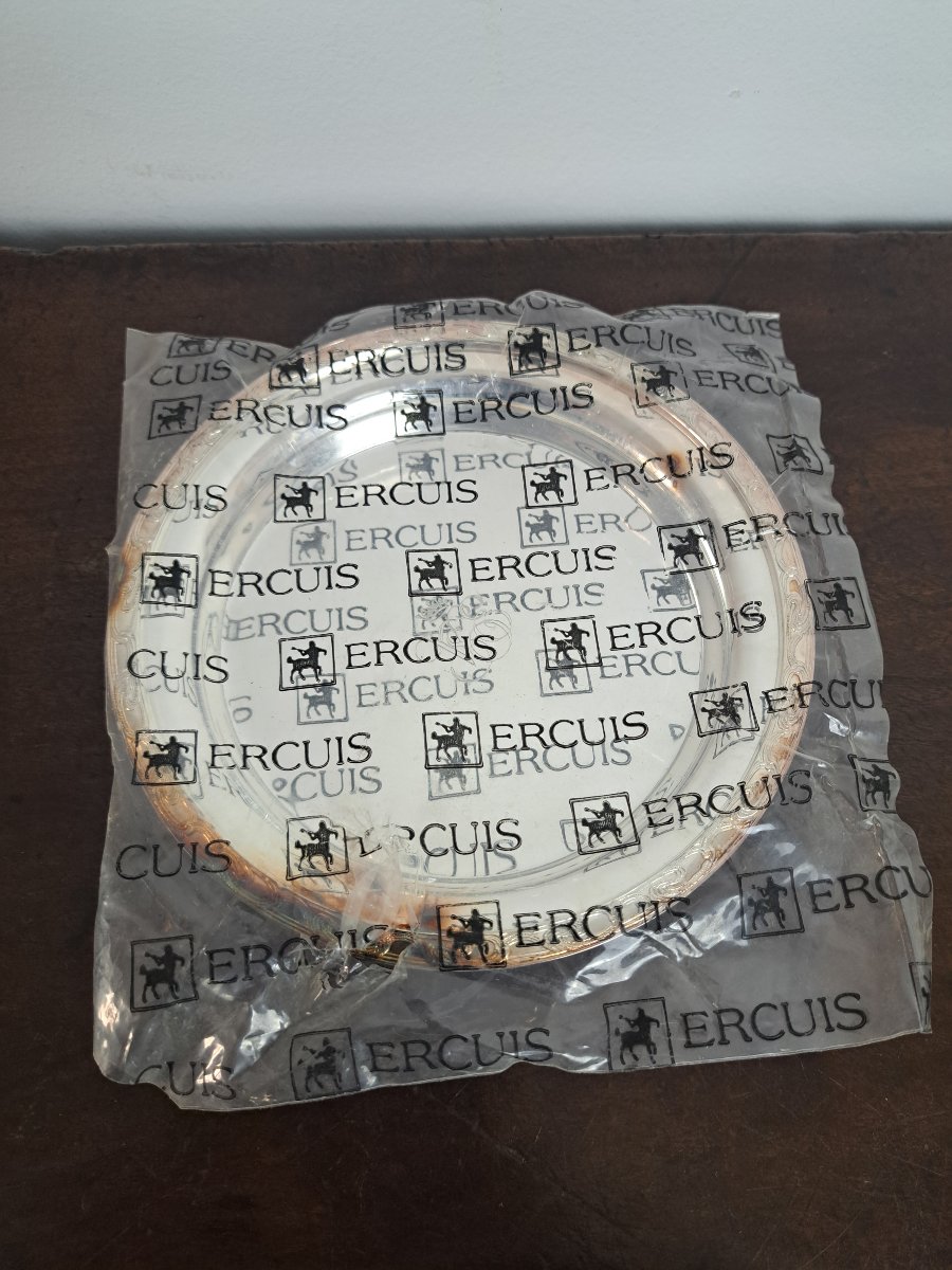 Ercuis For The Venice Simplon Orient Express, Pair Of Bottle Coasters, Silver-plated Metal, 20th Century-photo-1