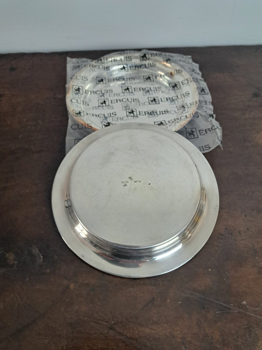 Ercuis For The Venice Simplon Orient Express, Pair Of Bottle Coasters, Silver-plated Metal, 20th Century-photo-2
