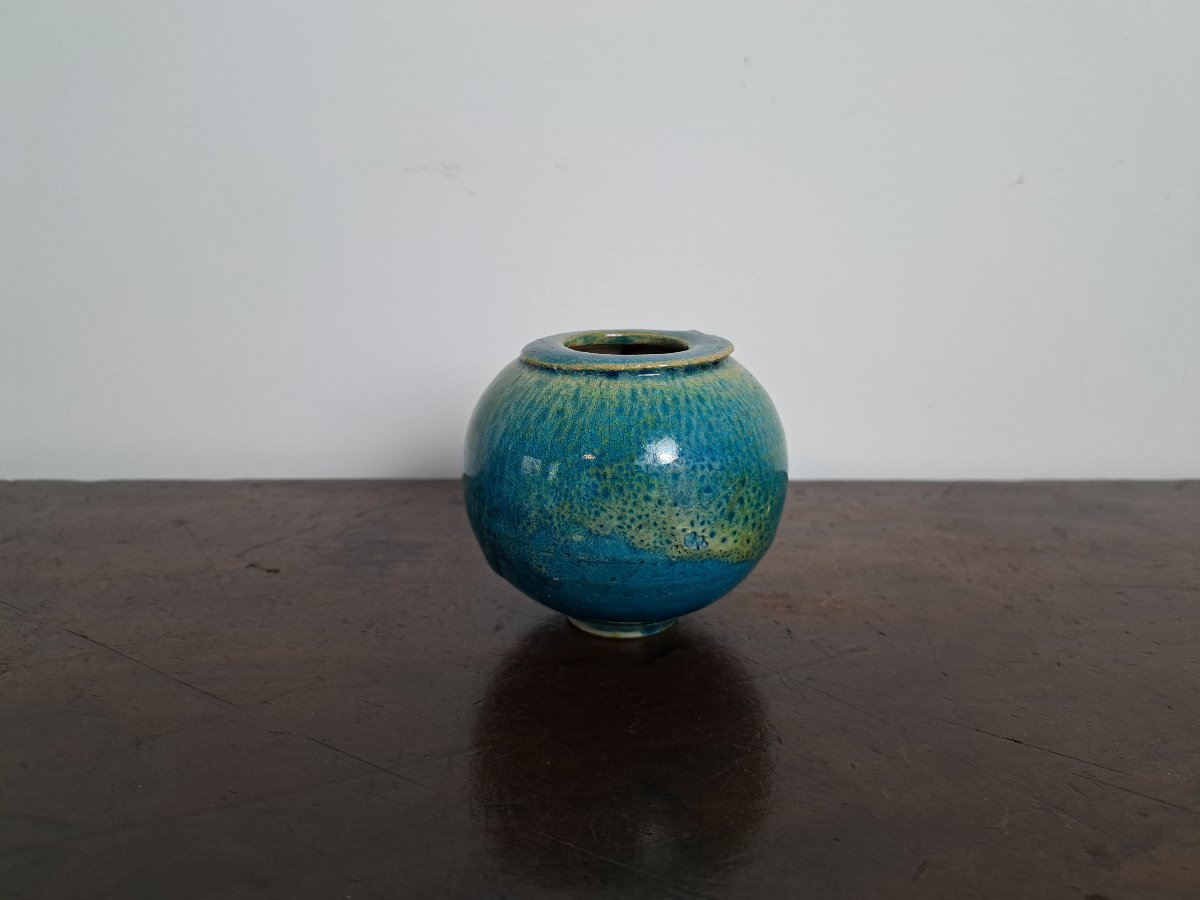 Gisèle Buthod-garçon, Small Stoneware Vase, Raku, 20th Century. 