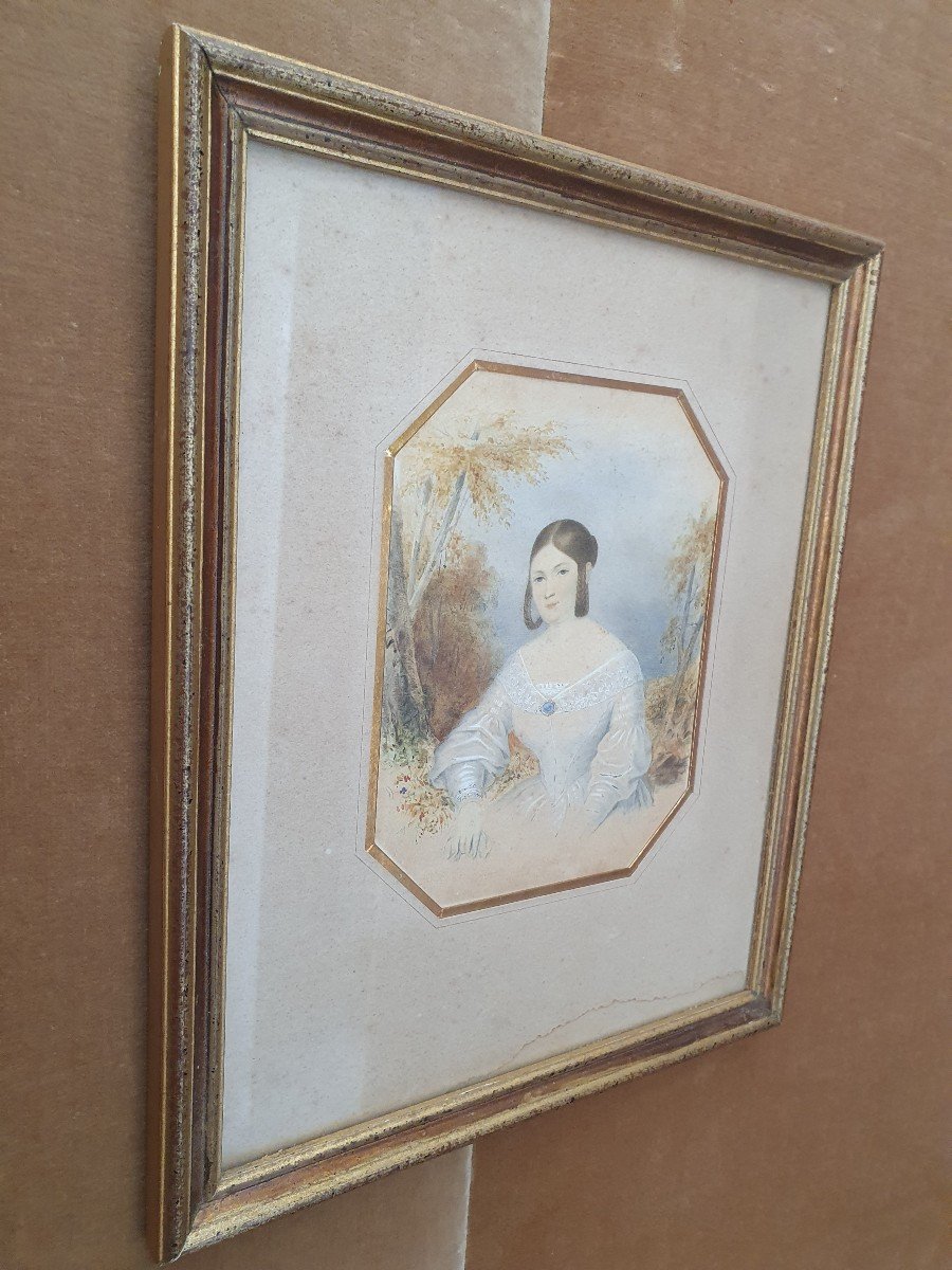 Portrait De Jeune Fille , Aquarelle, 1842. -photo-2