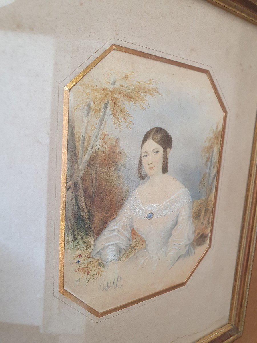 Portrait De Jeune Fille , Aquarelle, 1842. -photo-3