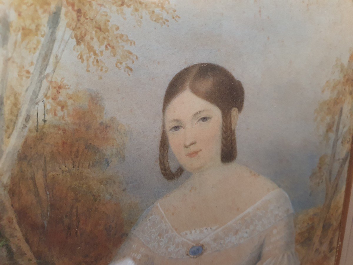 Portrait Of Young Girl, Watercolor, 1842.-photo-3