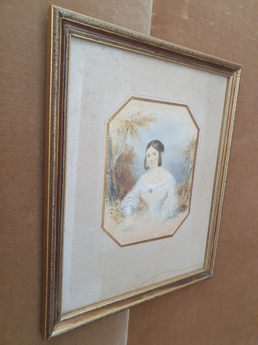 Portrait De Jeune Fille , Aquarelle, 1842. 