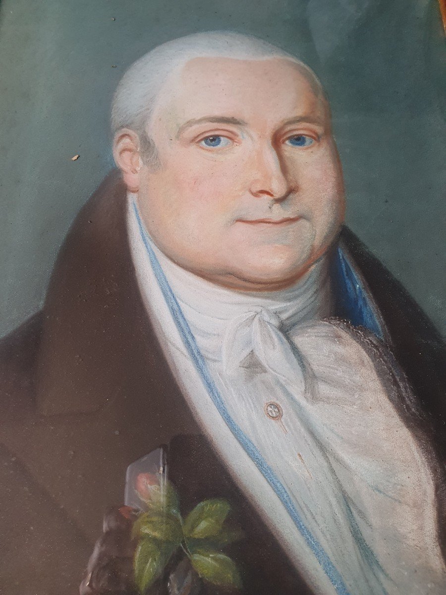 Portrait Of A Man Of Quality, Pastel, Restoration Period, XIX °.-photo-5