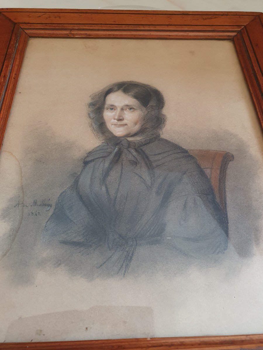 Alexis Joseph Louis De Malécy, Portrait Of A Woman, Drawing, 1842.-photo-3