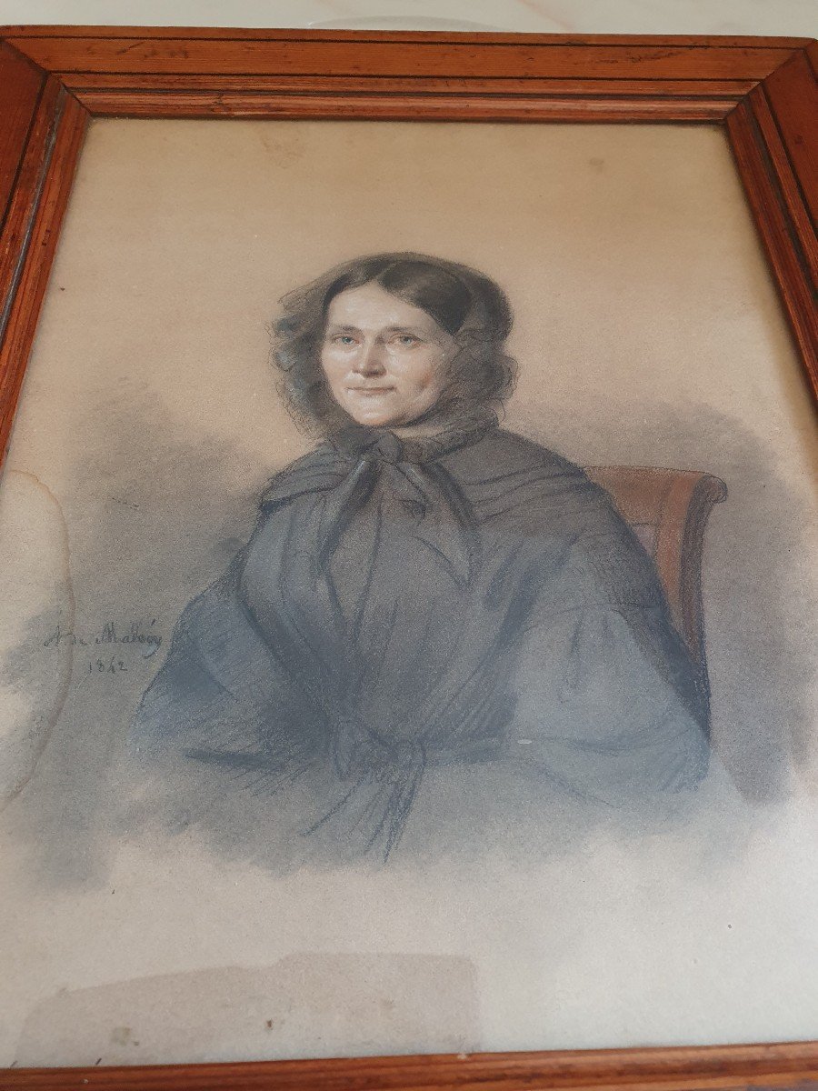 Alexis Joseph Louis De Malécy , Portrait d'Une Femme , Dessin , 1842 . -photo-3