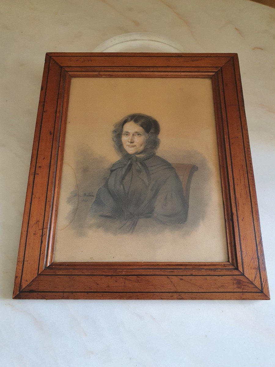 Alexis Joseph Louis De Malécy , Portrait d'Une Femme , Dessin , 1842 . -photo-4