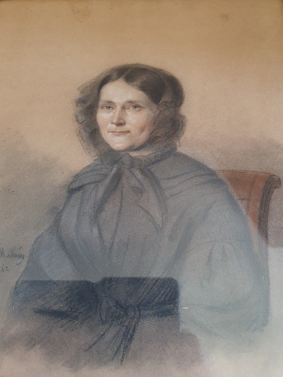 Alexis Joseph Louis De Malécy, Portrait Of A Woman, Drawing, 1842.-photo-2