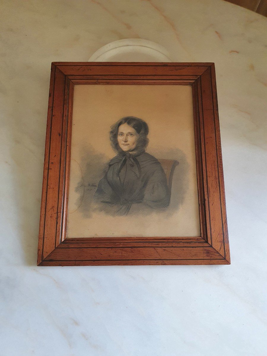 Alexis Joseph Louis De Malécy , Portrait d'Une Femme , Dessin , 1842 . -photo-3