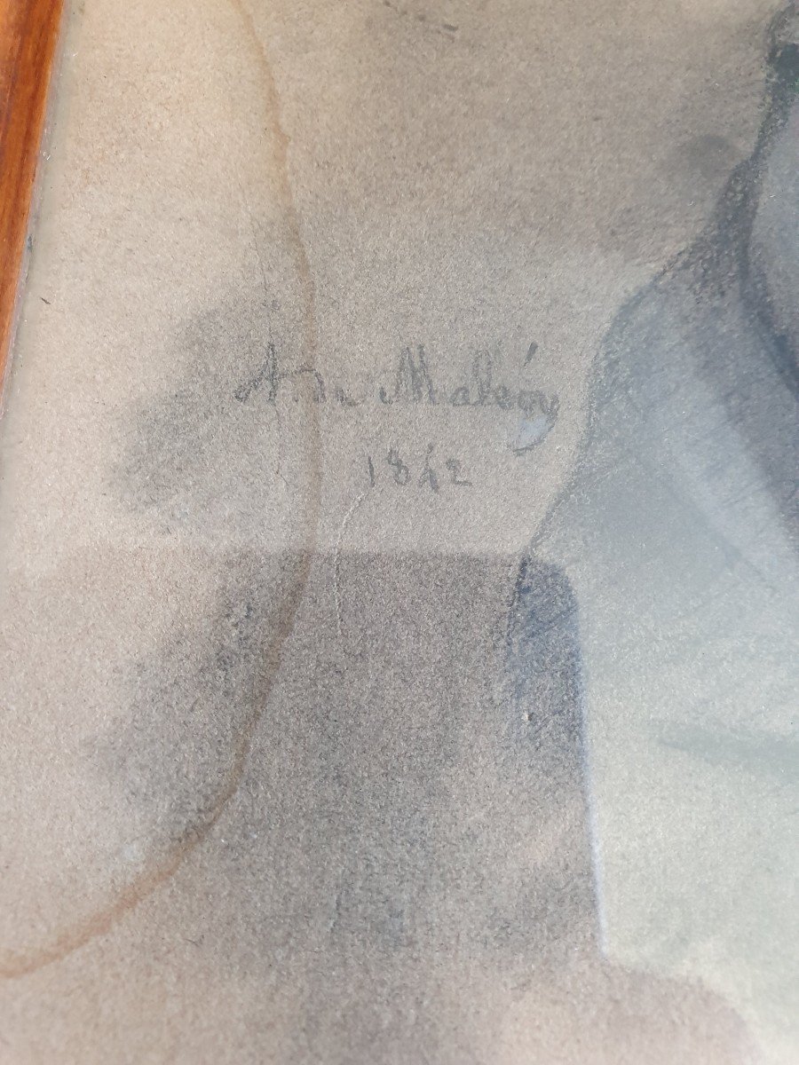 Alexis Joseph Louis De Malécy , Portrait d'Une Femme , Dessin , 1842 . -photo-4
