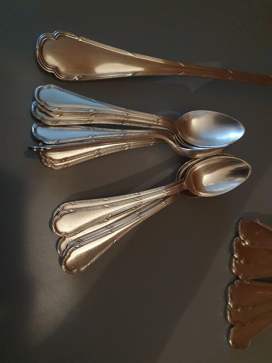 Ercuis, Cutlery Set, 37 Pieces, Ribbons Model, Louis XVI, XX°.-photo-2