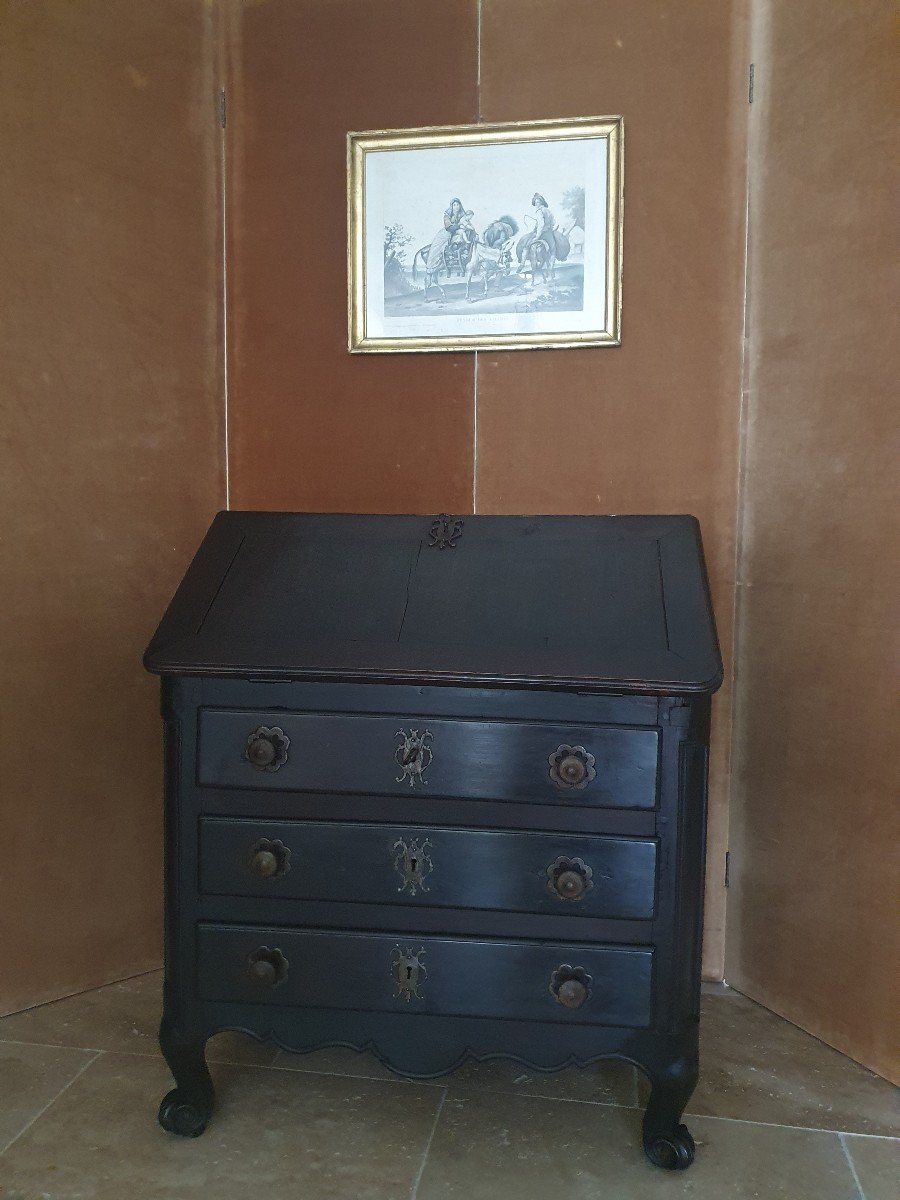 Scriban Chest Of Drawers, Blackened Wood, Louis XV, Late 18th/19th Century.-photo-2