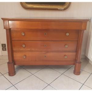 Chest Of Drawers, Detached Column, Cherry, Empire, Early 19th Century.