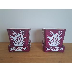 Minton, Pair Of Cache Pots, Ceramic, Late Nineteenth.