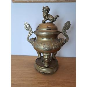 Indochina, Large Perfume Burner, Brass, Early 20th Century.
