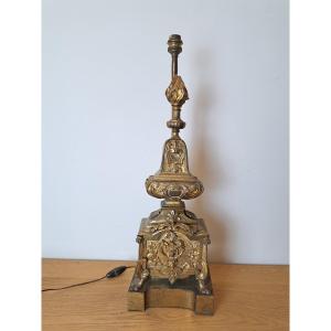 Pied De Lampe , Régence , Bronze Doré , XVIII°.