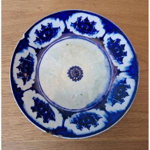 Iran, Plate, Blue Shades, Earthenware, 19th Century.