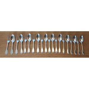 Goldsmith Cardeilhac, 10 Table Cutlery, Regency Style, Sterling Silver, Early 20th Century.