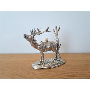 Alcohol Stove, Deer, Silver Metal, Spain, 20th Century.