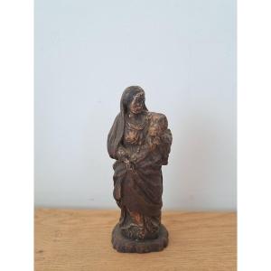 Petite Vierge à l'Enfant , Bois Polychrome , XVII°/xviii°. 
