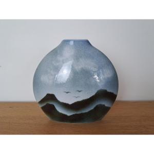 Porcelaine De Virebent , Vase Lentille , Design , XX°. 