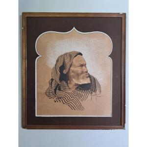 André Rigoulot , Portrait d'un homme oriental , Dessin , XX°.