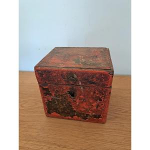 Boite à onguents , Bois laqué , Arte Povera , XVIII°. 
