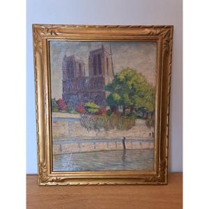 Georges Rousseau , Notre Dame de Paris , Huile sur carton , 1921.