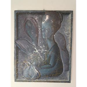 Franco Cardinali, Waiting, Tempera On Wood, 20th Century. 