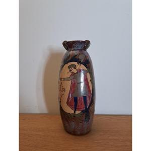Desmant, Subles, Normandy, Vase With Medieval Decoration, Ceramic, Early 20th Century. 