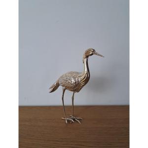 Spain, Solid Silver Crane, 20th Century. 