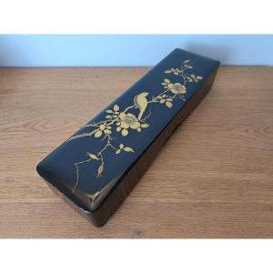 Japan, Box, Fumibako, Black And Gold Lacquer, Late 19th Century. 