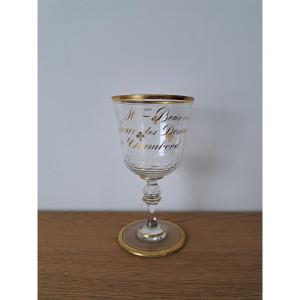 Régisseur des Domaines de Chambord , Verre à pied en cristal , Armes de France , XIX°. 