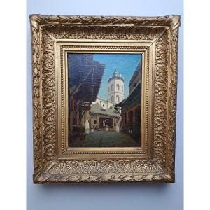 Garnier , Oran , Mosquée de Hassan Pacha , Huile sur toile , fin XIX°.