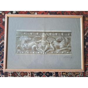 Neo-greek Frieze, Gouache, 19th Century. 