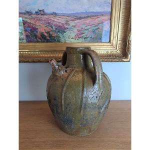 Buire ou jarre à huile de noix , Terre cuite vernissée , XVIII°. 