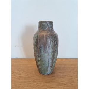 Denbac , Large Glazed Stoneware Vase , Early XX°.