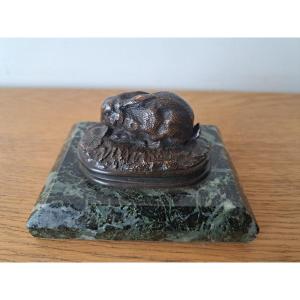 Attribué à Antoine Louis Barye , Lapin et feuilles de choux , Bronze , XIX°. 