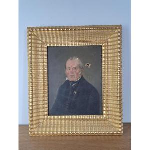 Portrait Of A Notable , Oil On Canvas , Wooden Frame And Gilded Stucco , XIX°.