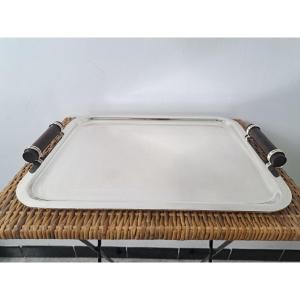 Puiforcat, Serving Tray, Silver-plated Metal, Art Deco, 20th Century.